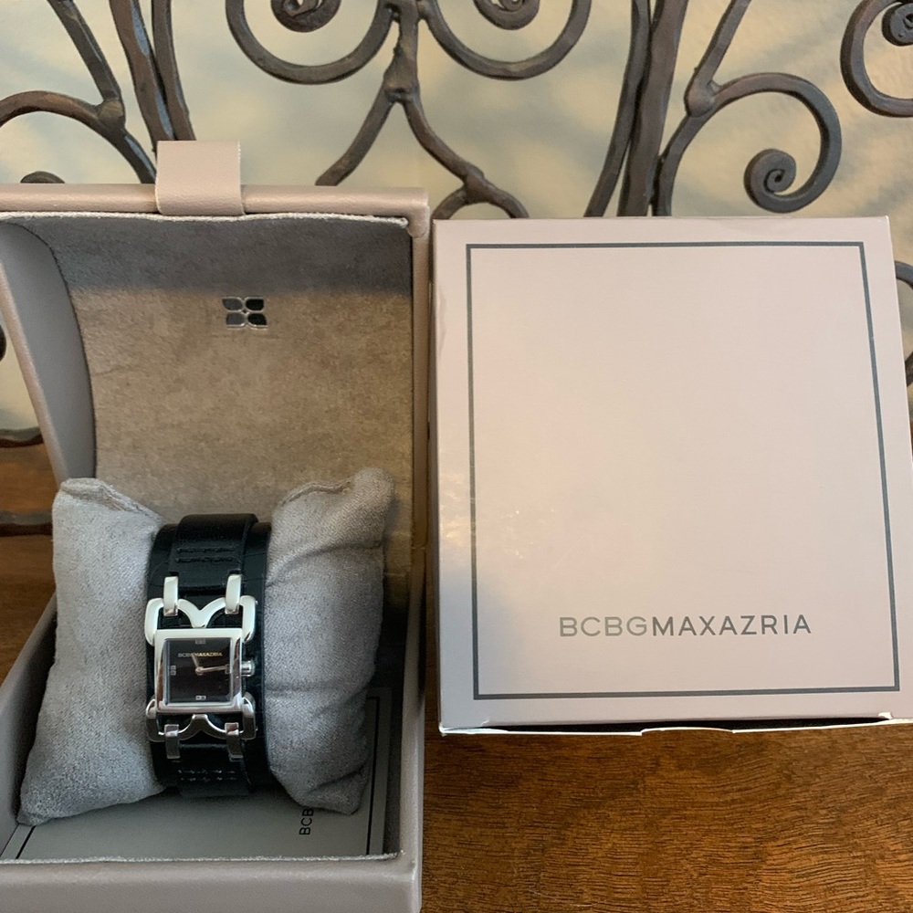 Black leather band BCBG watch